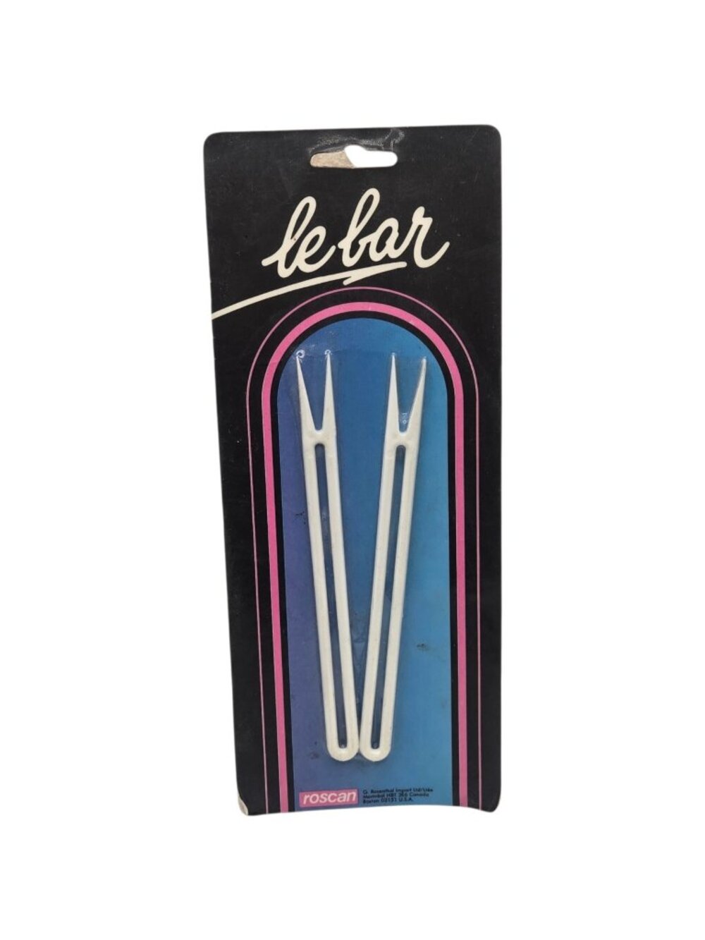 Le Bar 2-Piece Cocktail Fork Set By Roscan Vintage White Plastic New Old Stock